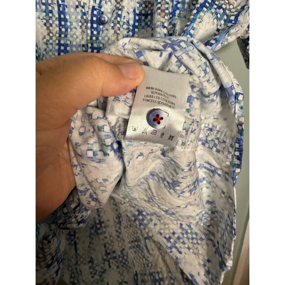 London 7 Downie St. Couture blue plaid button down - Picture 9 of 9